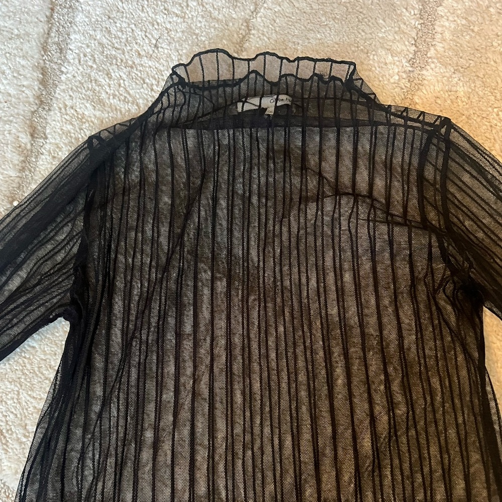 Black Sheer Striped Women's Top